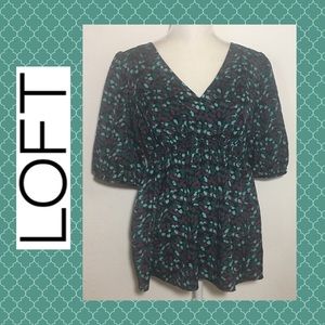 Loft Spotted Boho V Neck Blouse